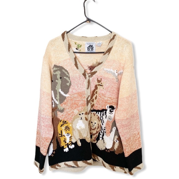 STORYBOOK KNITS vintage zoo Noah’s Ark sweater - Picture 1 of 16
